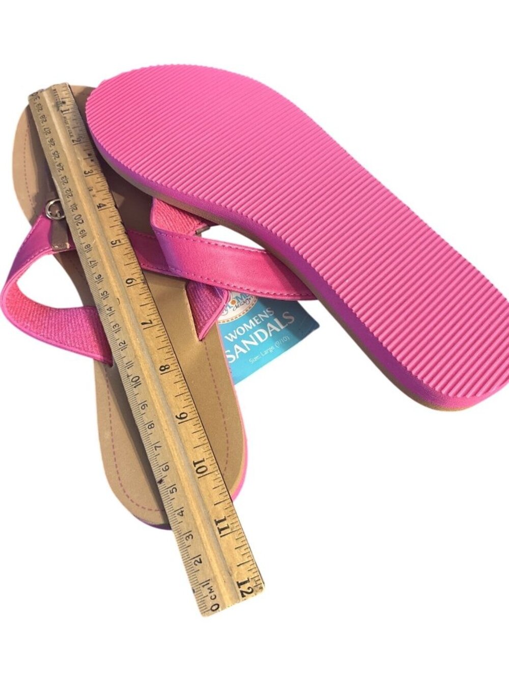 Womens Pink Sandals With Brown Accents Size Large 9/10 Casual Comfortable Style - Picture 7 of 8